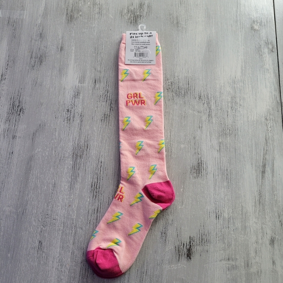 2/$15 Girl Power Knee High Socks Extra Stretch - Picture 2 of 3